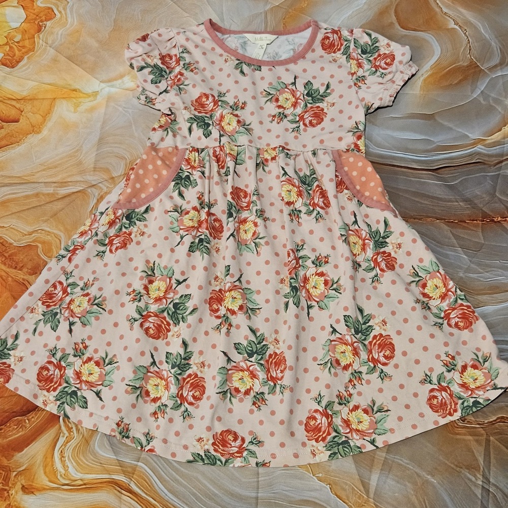 Matilda Jane Brilliant Daydream Pink Floral Dress Pockets Size 6